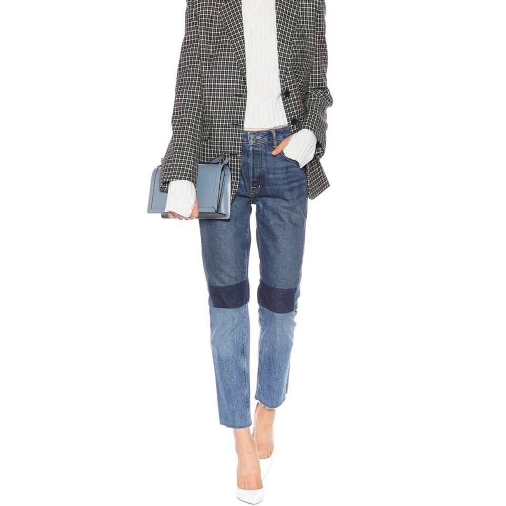 Helmut Lang Patchwork High Rise Slim Cropped Jean… - image 1